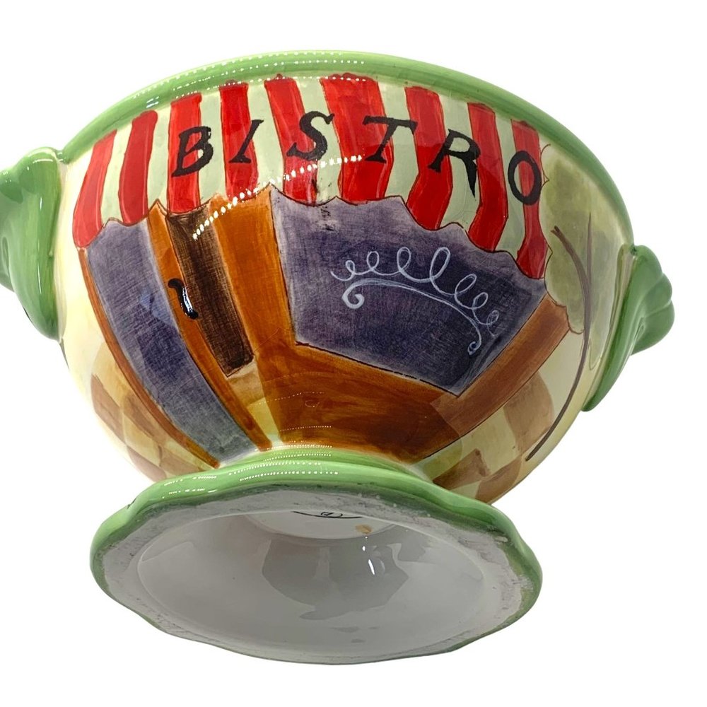 Jennifer Brinley Certified International Bistro Bowl with Handles Handpainted Fr